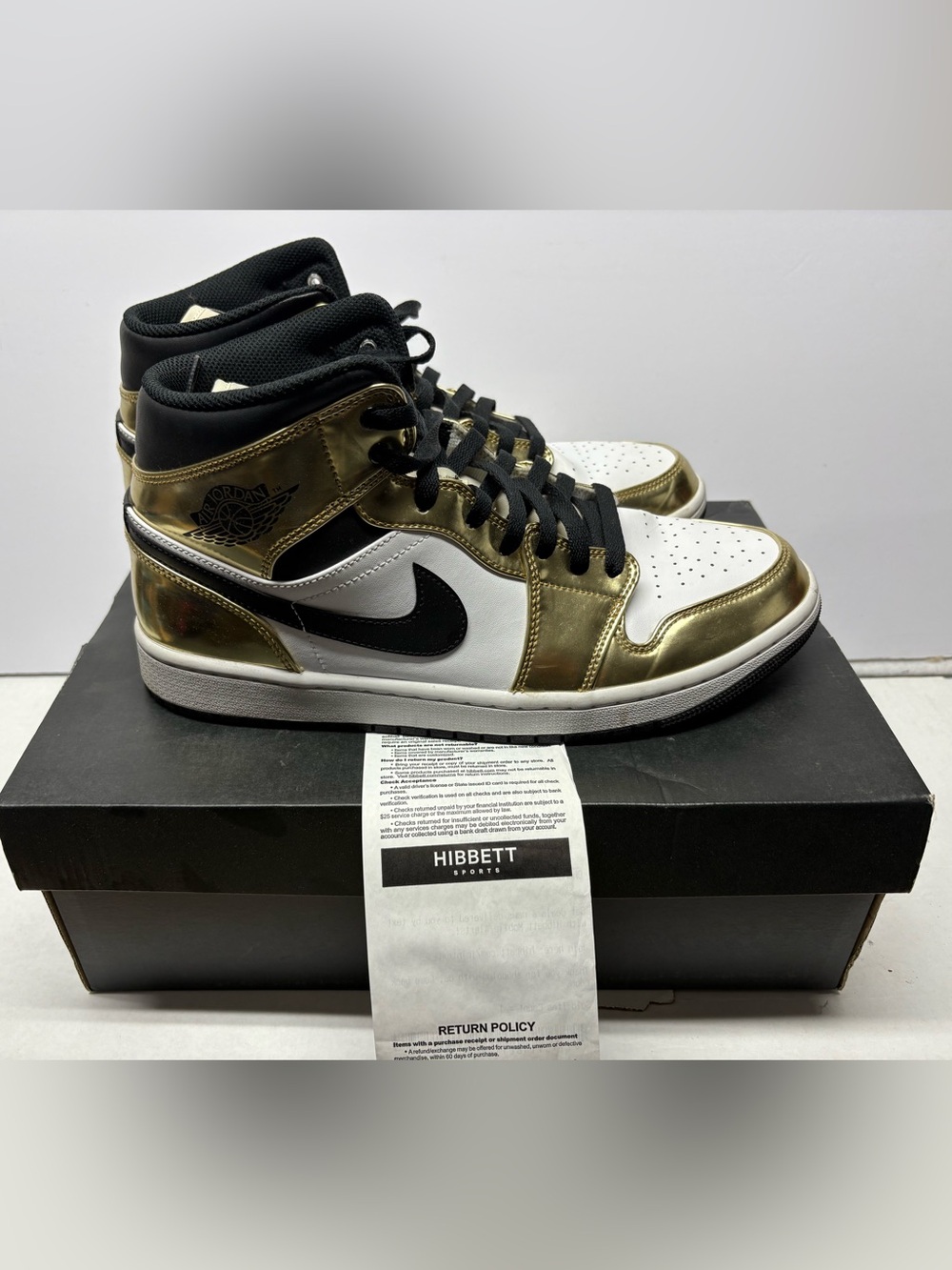NIKE Air Jordan 1 Mid SE 'Metallic Gold' DC1419 700 MENS Size  10 EUC